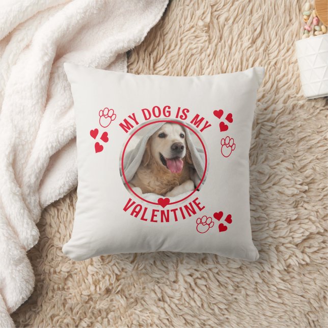 Cute MY DOG IS MY VALENTINE Photo Cushion (Blanket)