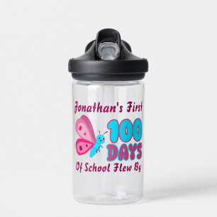 Cute My First !00 Days Of School Flew By Butterfly Water Bottle