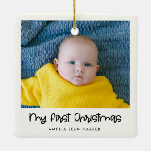 Cute My First Christmas Baby Photo Ceramic Ornament