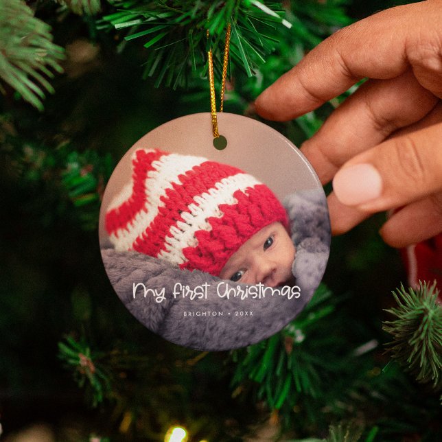 Cute My First Christmas baby photo Ceramic Tree Decoration (Creator Uploaded)