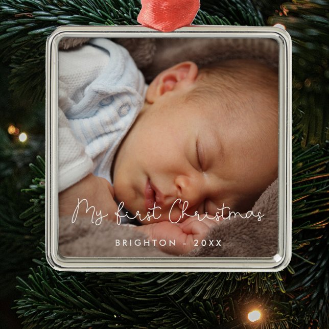 Cute My First Christmas baby photo Metal Tree Decoration (Creator Uploaded)