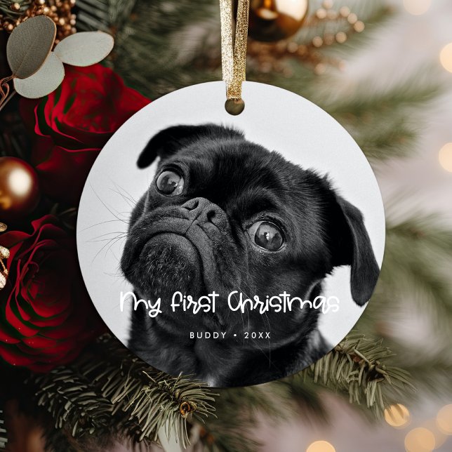 Cute My First Christmas Dog photo Ceramic Tree Decoration (Creator Uploaded)