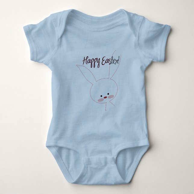 Cute My First Easter Happy Easter Bunny Baby Bodysuit (Front)