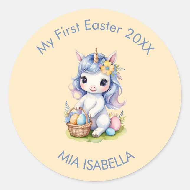 Cute My First Easter Unicorn Baby Sticker (Front)