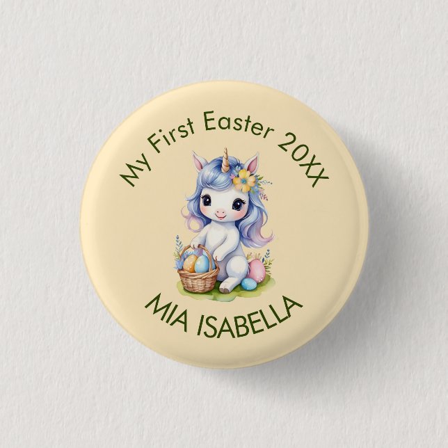 Cute My First Easter Unicorn Button (Front)