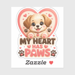 Cute My Heart Has Paws Puppy Sticker