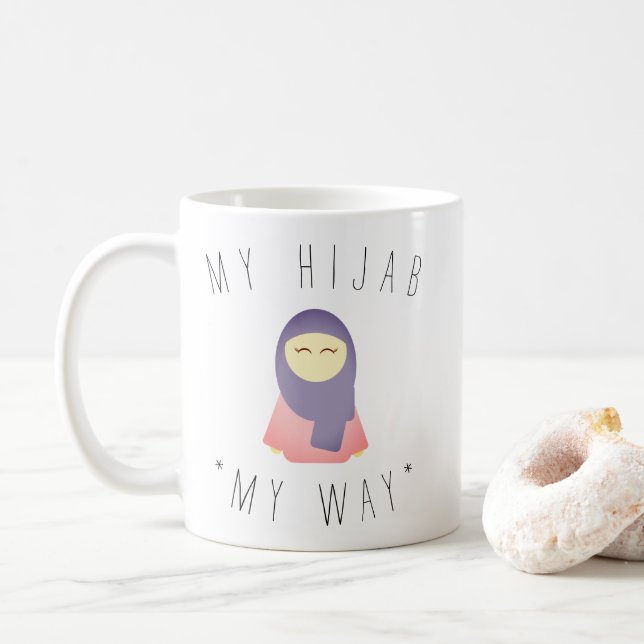 cute my hijab coffee mug pink muslim girl (With Donut)