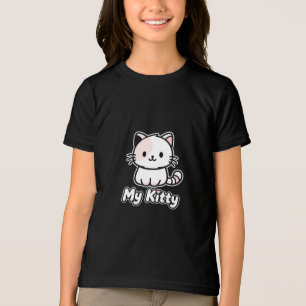 Cute my Kitty Cartoon kids T-Shirt  Tri-Blend Shirt