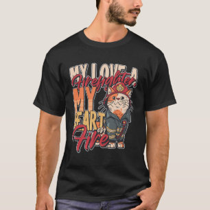Cute My Love A Firefighter My Heart On Fire Girldf T-Shirt