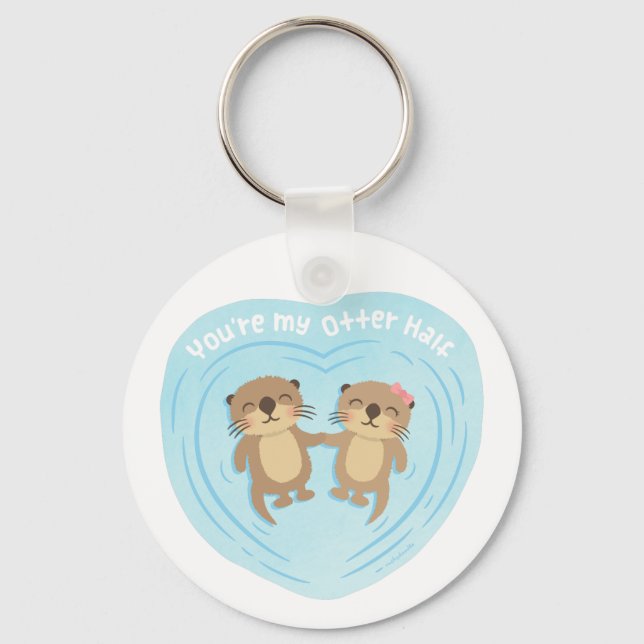Cute My Otter Half Pun Love Humour Magnet Key Ring (Front)