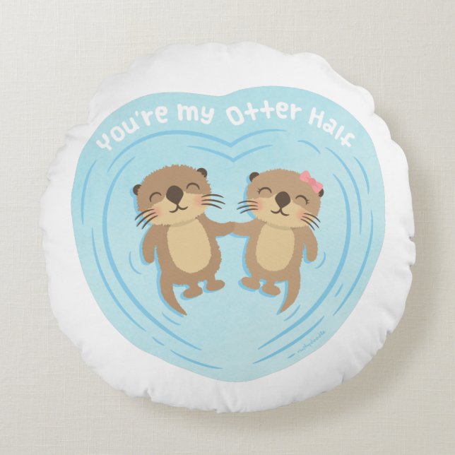 Cute My Otter Half Pun Love Humour Throw Pillow (Front)