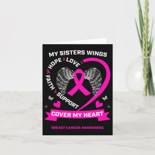 Cute My Sisters Wings Cover My Heart Breast Cancer Card