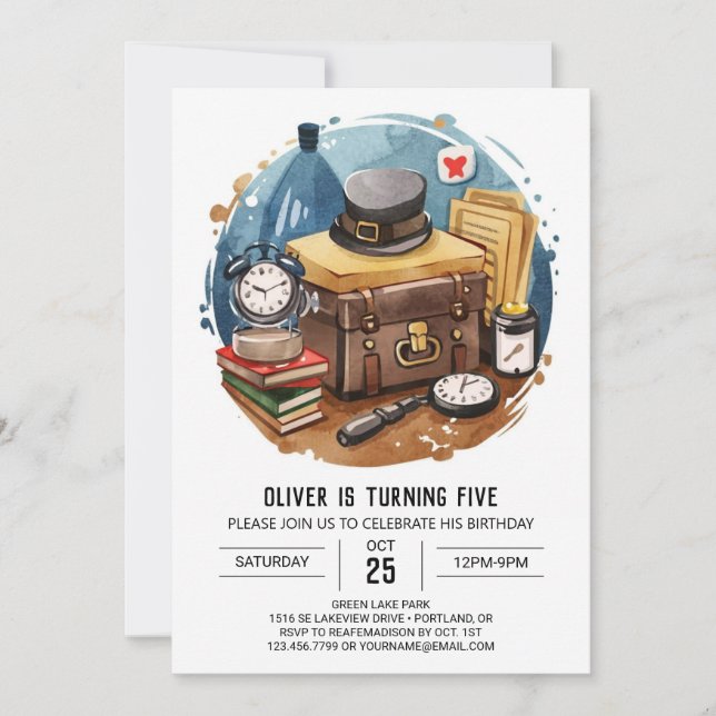 Cute Mystery Detective Birthday Invitation (Front)