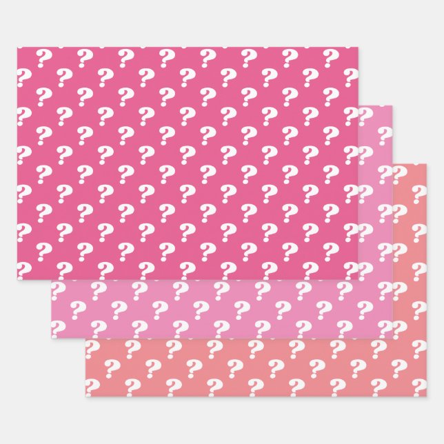 Cute Mystery Gift Wrapper (Question Mark) (Pinks) Wrapping Paper Sheet (Set)