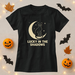 Cute Mystic Moon Halloween Black Cat  T-Shirt