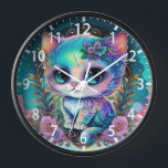 Cute Mystical Cat Kitten Celestial Animal Clock<br><div class="desc">Cute Mystical Cat Kitten Celestial Animal Clocks features a cute mystical cat sitting in pretty wild flowers. Created by Evco Studio www.zazzle.com/store/evcostudio</div>