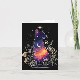 Cute Mystical Cat Lover Kitten Floral Women Girls Card