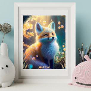 Cute Mystical Fox in Enchanted Forest Personalised Poster
