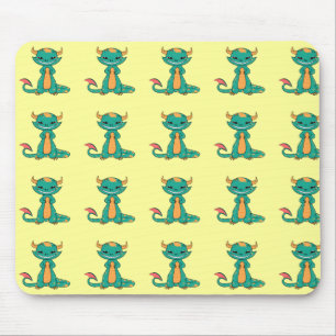Cute Mythical Dragon Smiling Mouse Mat