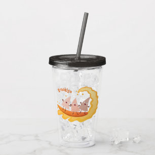 Cute nachos corn chips surfing cartoon  acrylic tumbler