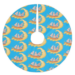 Cute nachos corn chips surfing cartoon  brushed polyester tree skirt