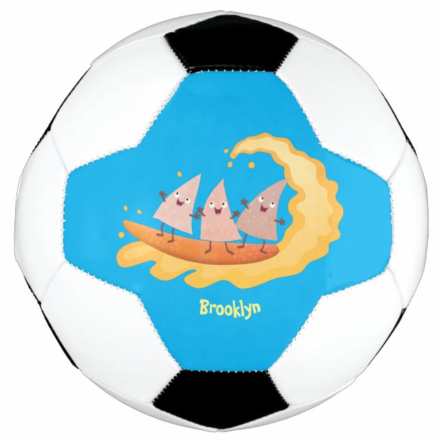 Cute nachos corn chips surfing cartoon  football (Front)