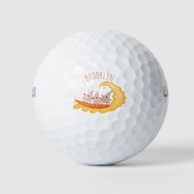 Cute nachos corn chips surfing cartoon golf balls (Front)