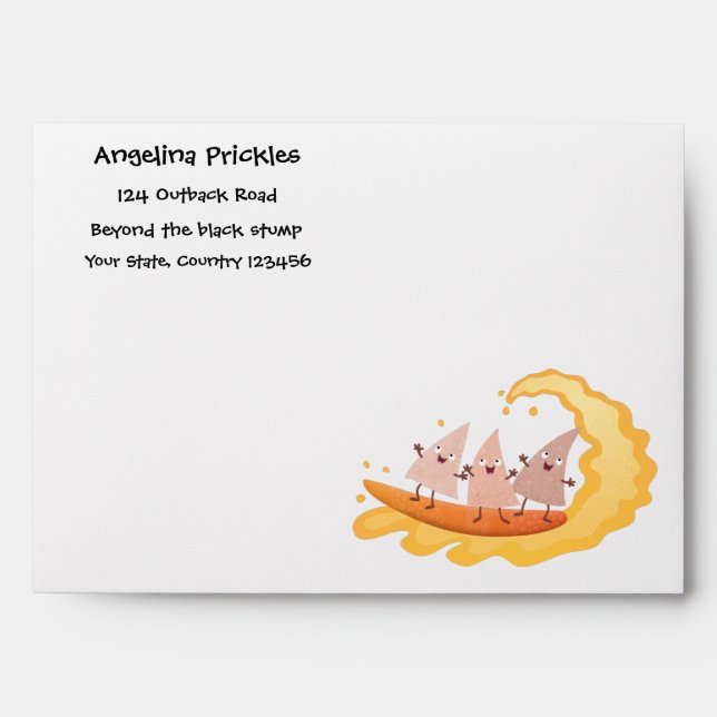 Cute nachos corn chips surfing envelope (Front)