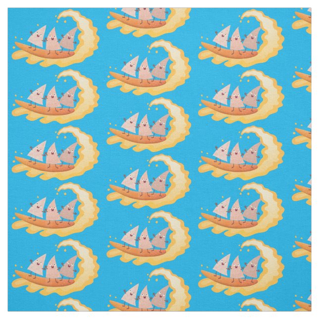 Cute nachos corn chips surfing fabric (Swatch)