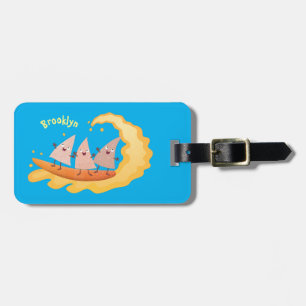 Cute nachos corn chips surfing luggage tag