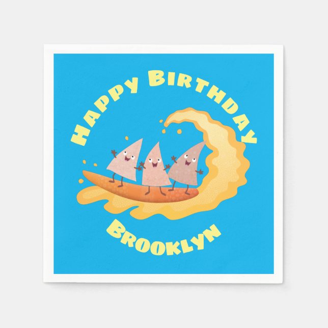 Cute nachos corn chips surfing napkin (Front)