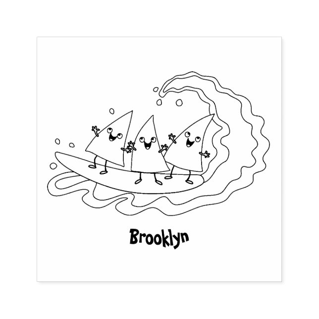Cute nachos corn chips surfing rubber stamp (Imprint)