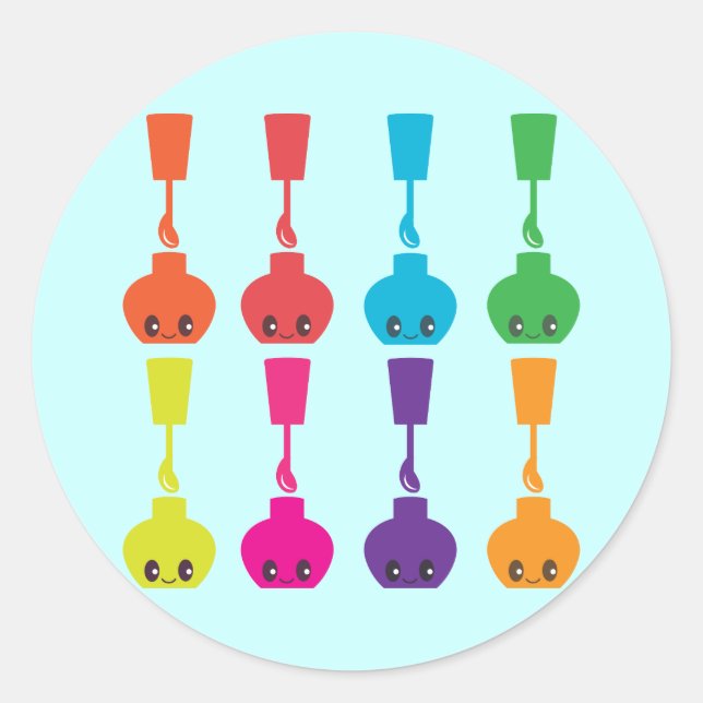 Cute Nail Polish! Classic Round Sticker (Front)