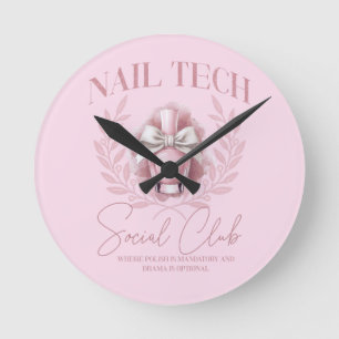 Cute Nail tech Coquette Nail Polish Social Club   Round Clock