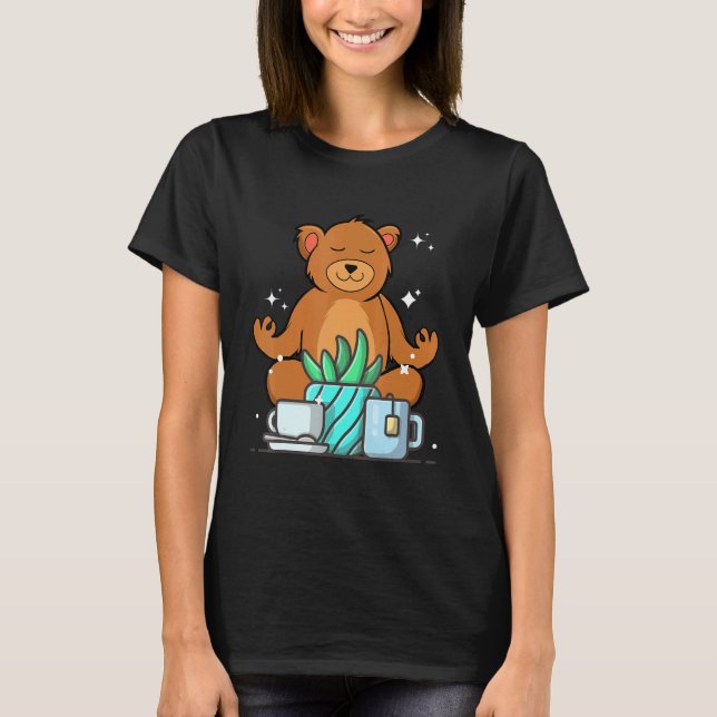 Cute Namaste Bear Do Yoga Gardening  Coffee Tea T-Shirt (Front)