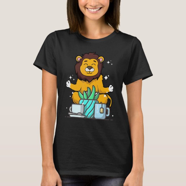 Cute Namaste Lion Do Yoga Gardening  Coffee T-Shirt (Front)