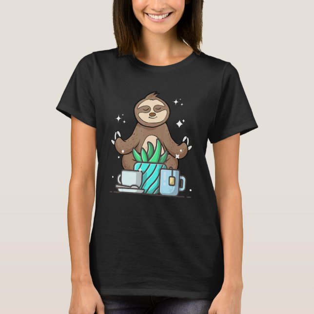 Cute Namaste Sloth Do Yoga Gardening  Coffee T-Shirt (Front)