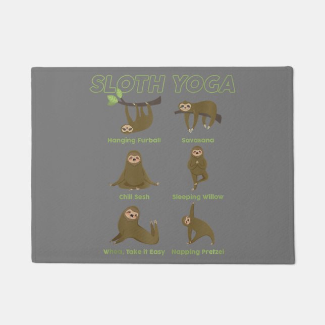 cute namaste sloth yoga zen lover  doormat (Front)