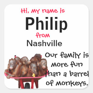 Cute Name Badges for Family Reunions Square Sticker