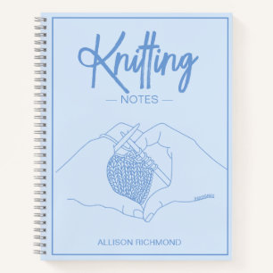 Cute Name Blue Heart Hands Illustration Knitting  Notebook