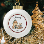 Cute Name Christmas Teddy Ceramic Ball Christmas Ornament<br><div class="desc">Personalise this Cute Teddy Ceramic Bauble and Celebrate Christmas this year,  with a Vintage Touch. Ideal for kids,  family and friends.</div>