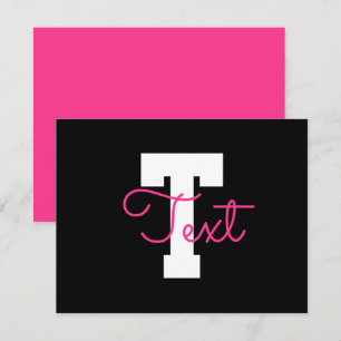 Cute Name & Monogram Black White & Pink Card