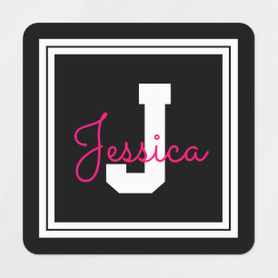 Cute Name & Monogram   Black White & Pink Clothing