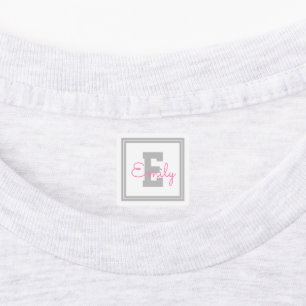 Cute Name & Monogram Light Grey & Pink Clothing