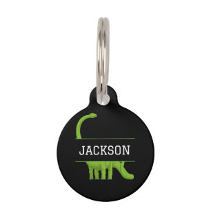 Cute Name Personalised Black Dinosaur Pet Tag