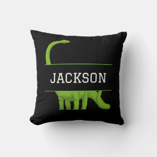 Cute Name Personalised Dinosaur Black Cushion