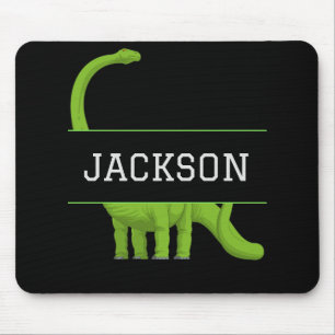 Cute Name Personalised Dinosaur Black Mouse Mat
