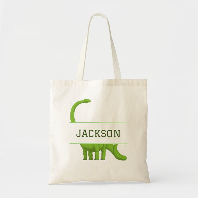 Cute Name Personalised Dinosaur Tote Bag (Front)