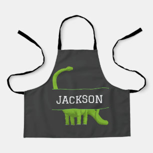 Cute Name Personalised Kids' Dinosaur Black Apron