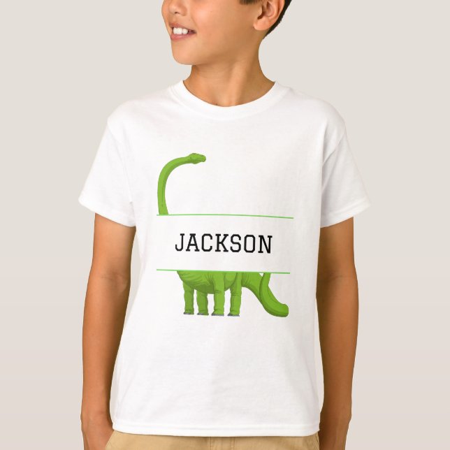 Cute Name Personalised Kids' Dinosaur White T-Shirt (Front)